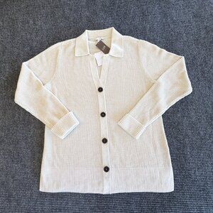 NWT J. Jill Ivory Cardigan Sweater Cotton Button Up Women's Size Small